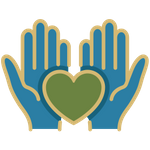 Hands holding a heart icon
