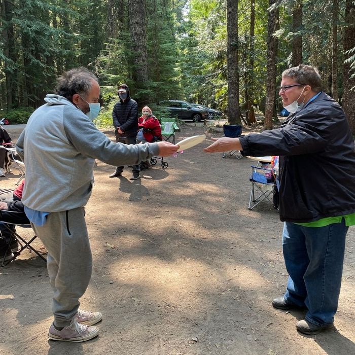 Westside Community Focus patients in the woods camping and having fun